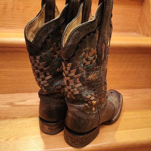 Womens Corral Leather Cango Tobacco Laser Woven Western Boots Size 6.5 M - Picture 4 of 6